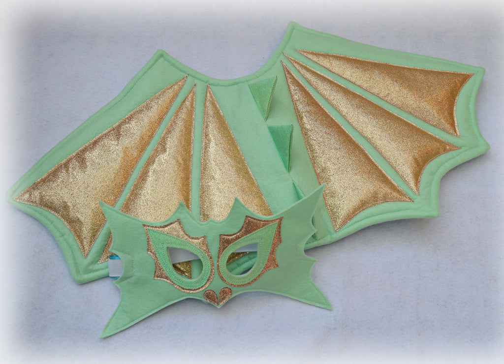Glitter felt 'Sprig' dragon dress up wings, tail and mask