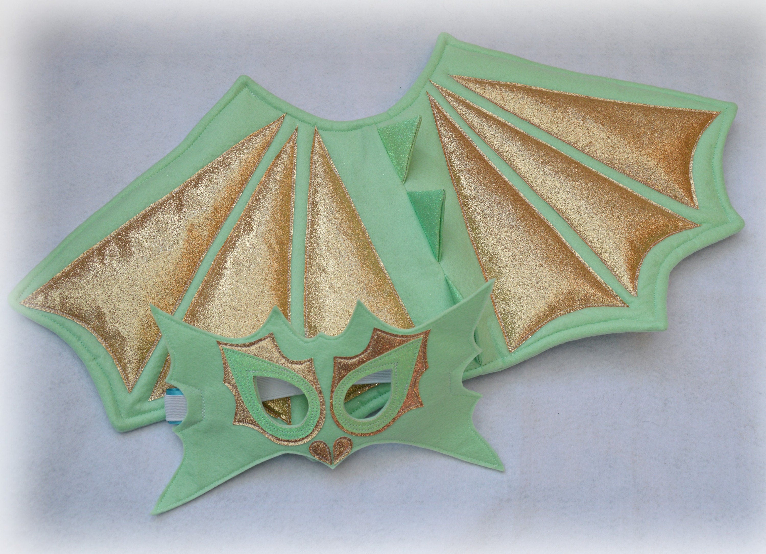 Glitter felt 'Sprig' dragon dress up wings, tail and mask