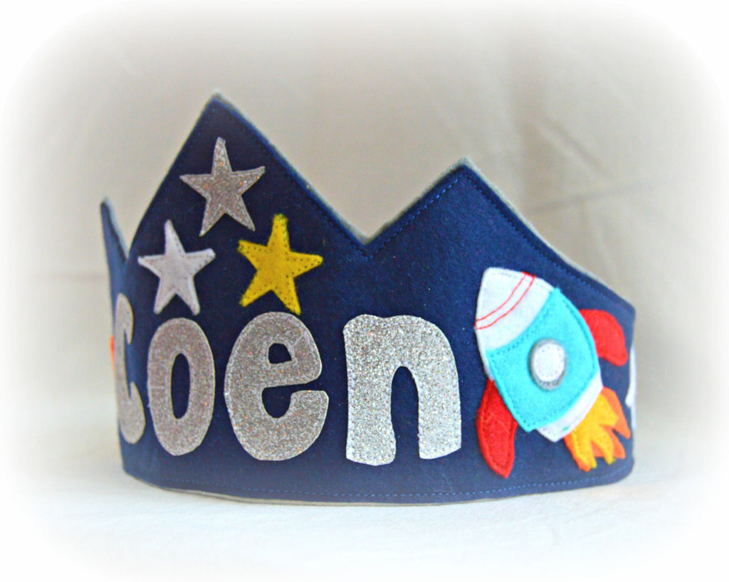 Personalised 'Rocket to the moon' birthday crown
