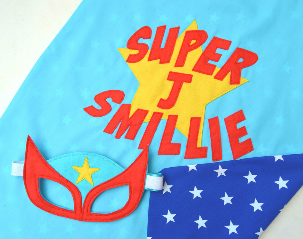 Personalised 'Sonny' superhero cape and mask set