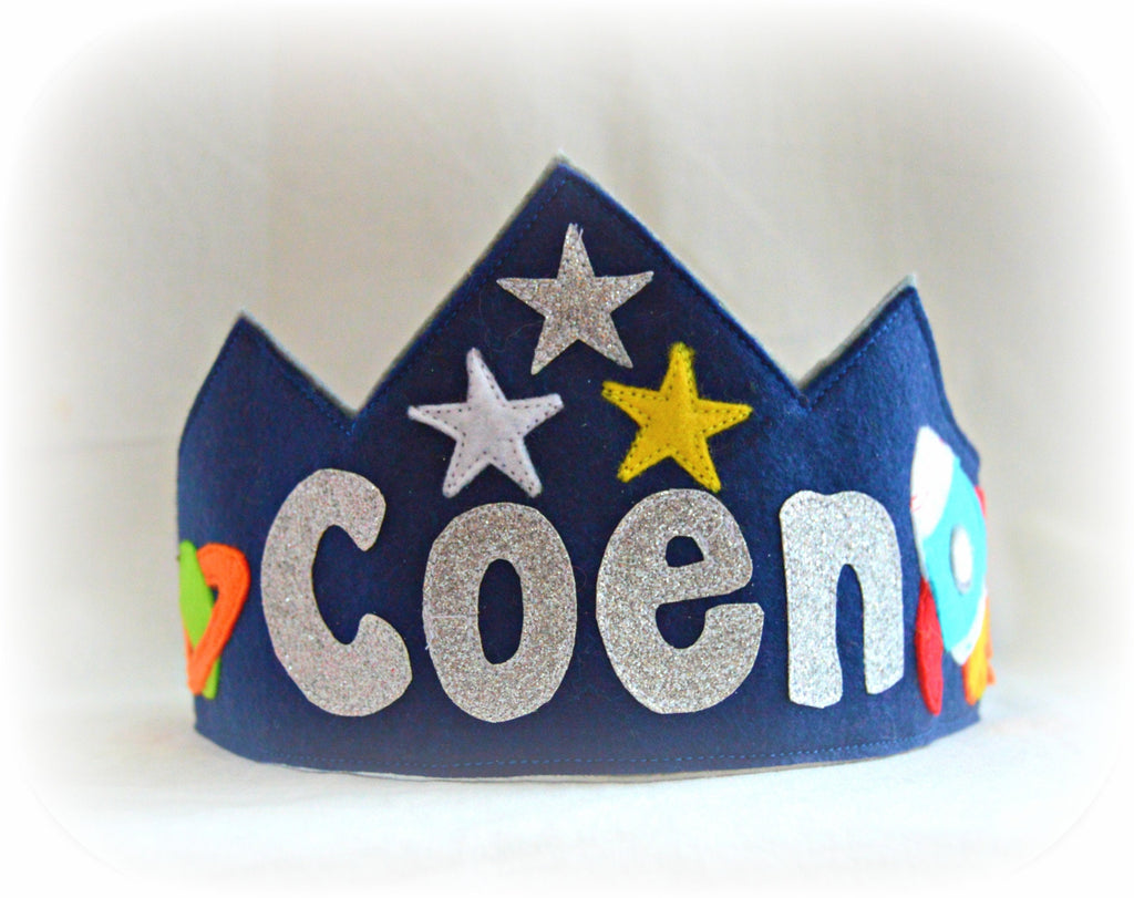 Personalised 'Rocket to the moon' birthday crown