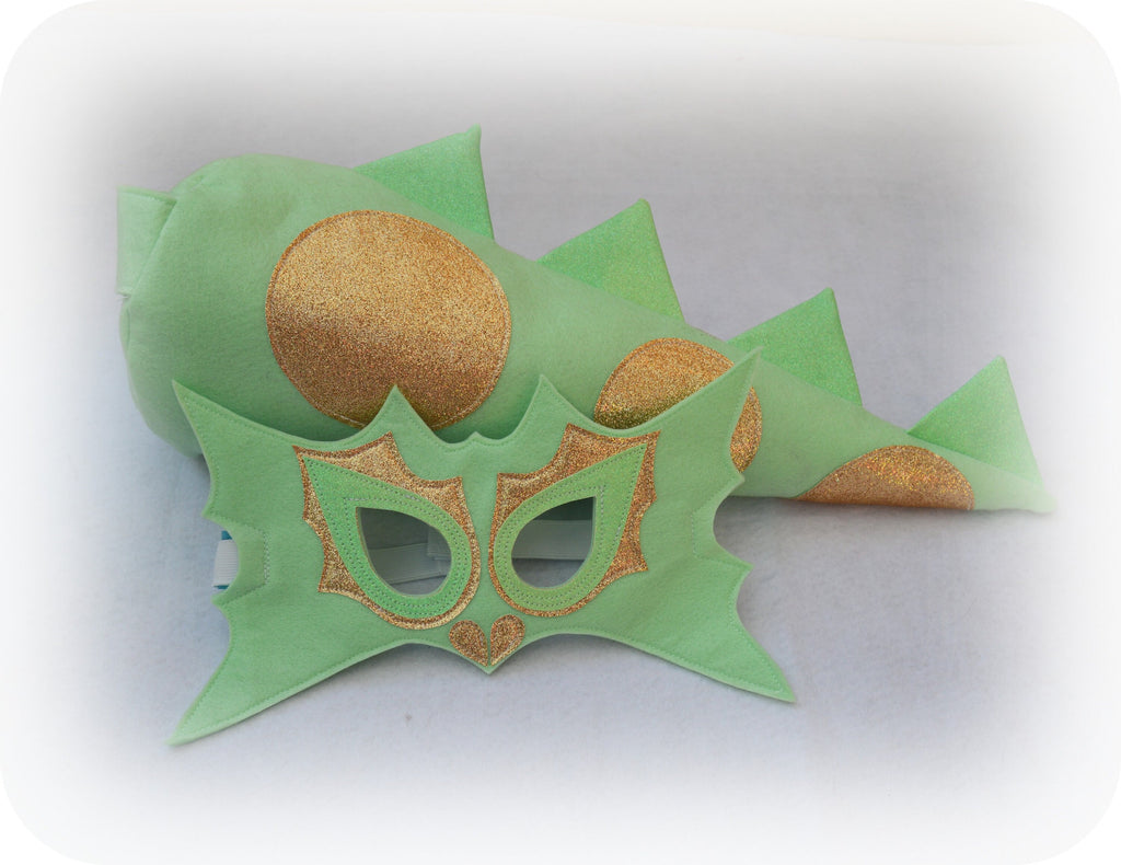 Glitter felt 'Sprig' dragon dress up wings, tail and mask