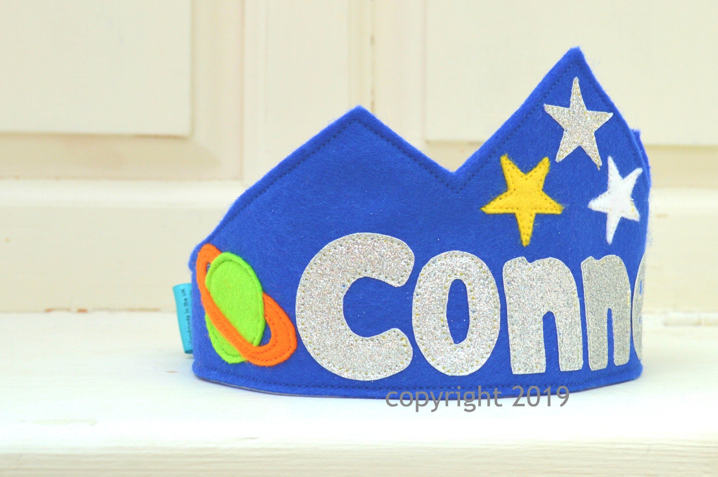 Personalised 'Rocket to the moon' birthday crown