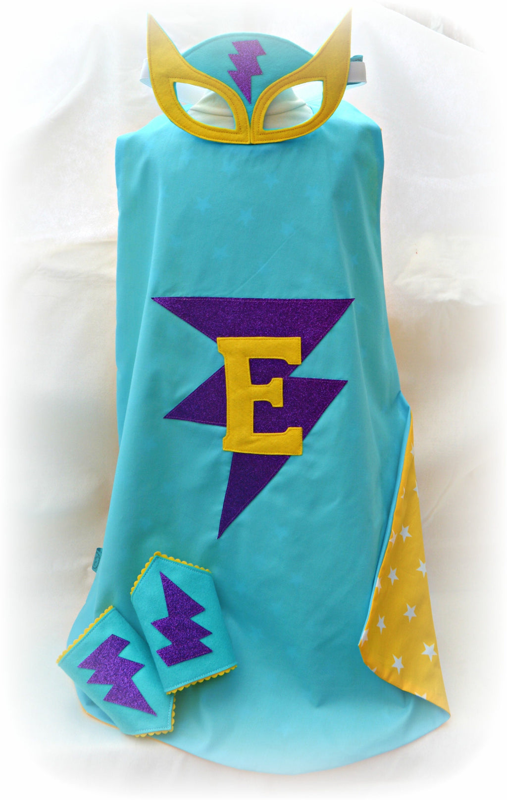 Personalised 'Zinger' superhero set cape, mask and cuffs