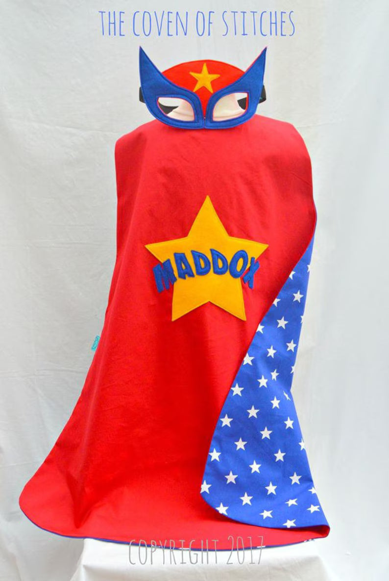 Personalised 'Super Dude' superhero cape and mask