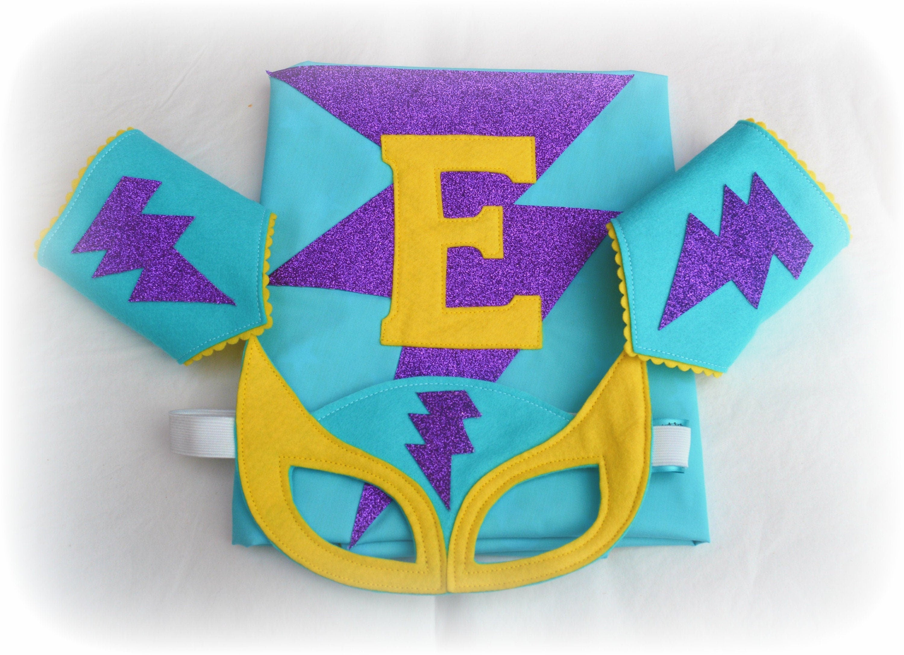 Personalised 'Zinger' superhero set cape, mask and cuffs