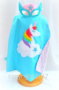 'Rainbowella' unicorn superhero cape and mask set
