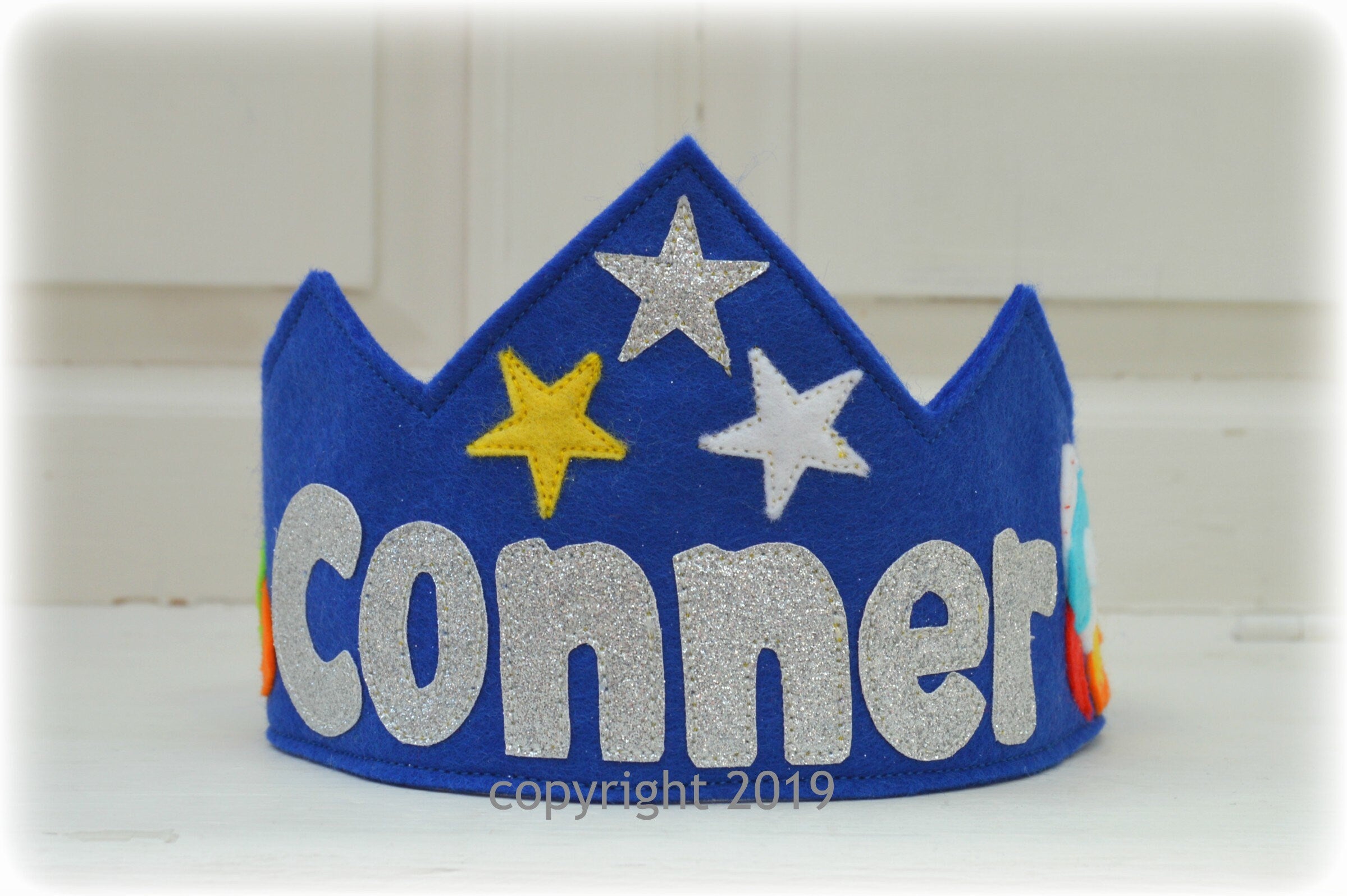 Personalised 'Rocket to the moon' birthday crown